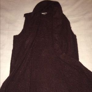 LOFT Maroon Sleeveless Cardigan